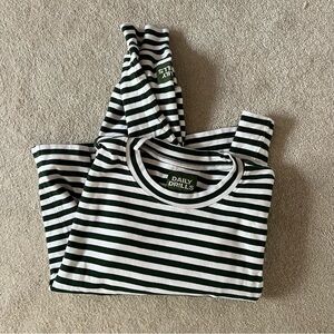 Daily Drills Green and White Striped Long Sleeve
